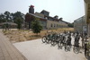 View of the Global Ecology Center, Stanford, California showing the bicycle racks